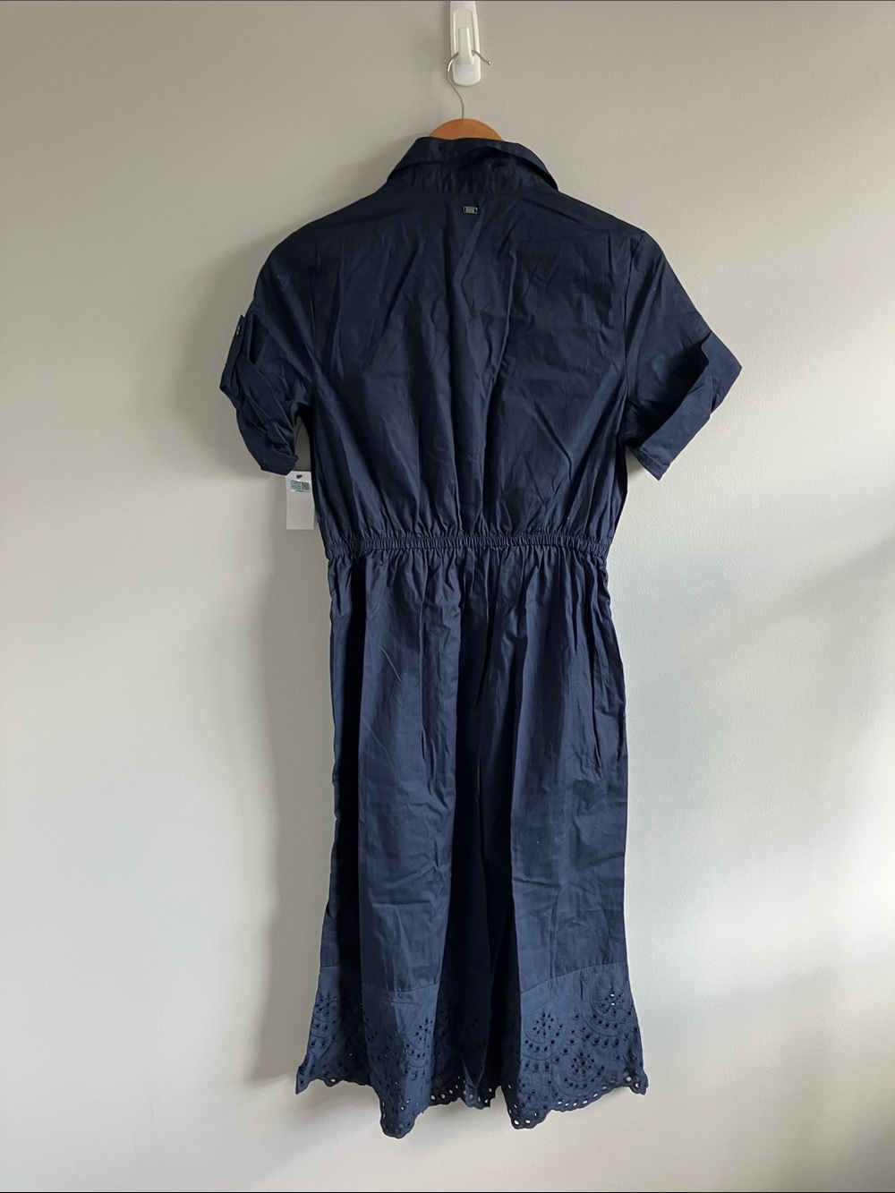 NWT Mexx Women's Navy Eyelet Hem Shirt Dress short sleeve - Picture 8 of 9
